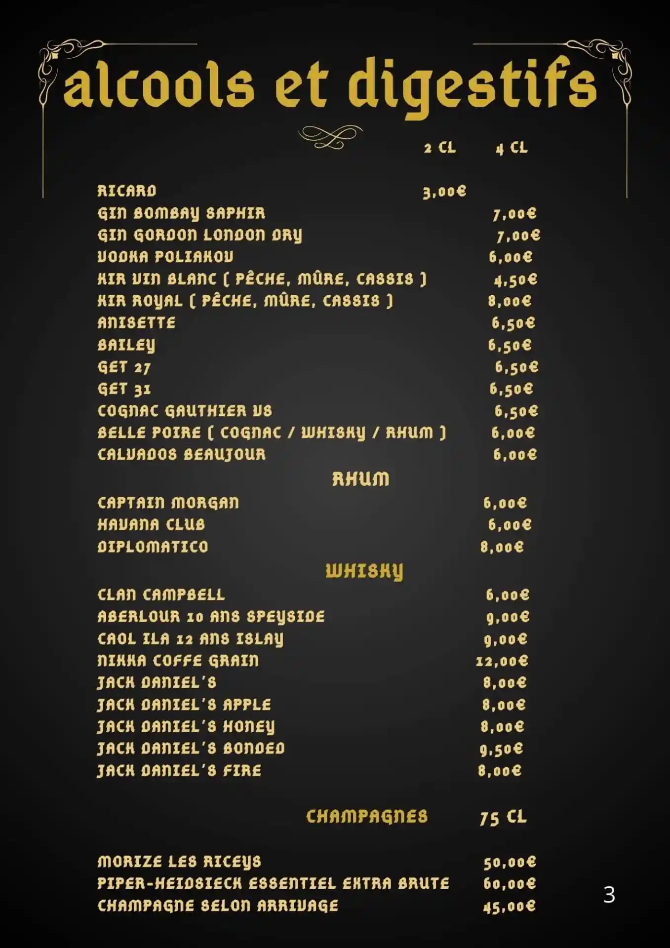 alcools et digestifs restaurant obaron troyes