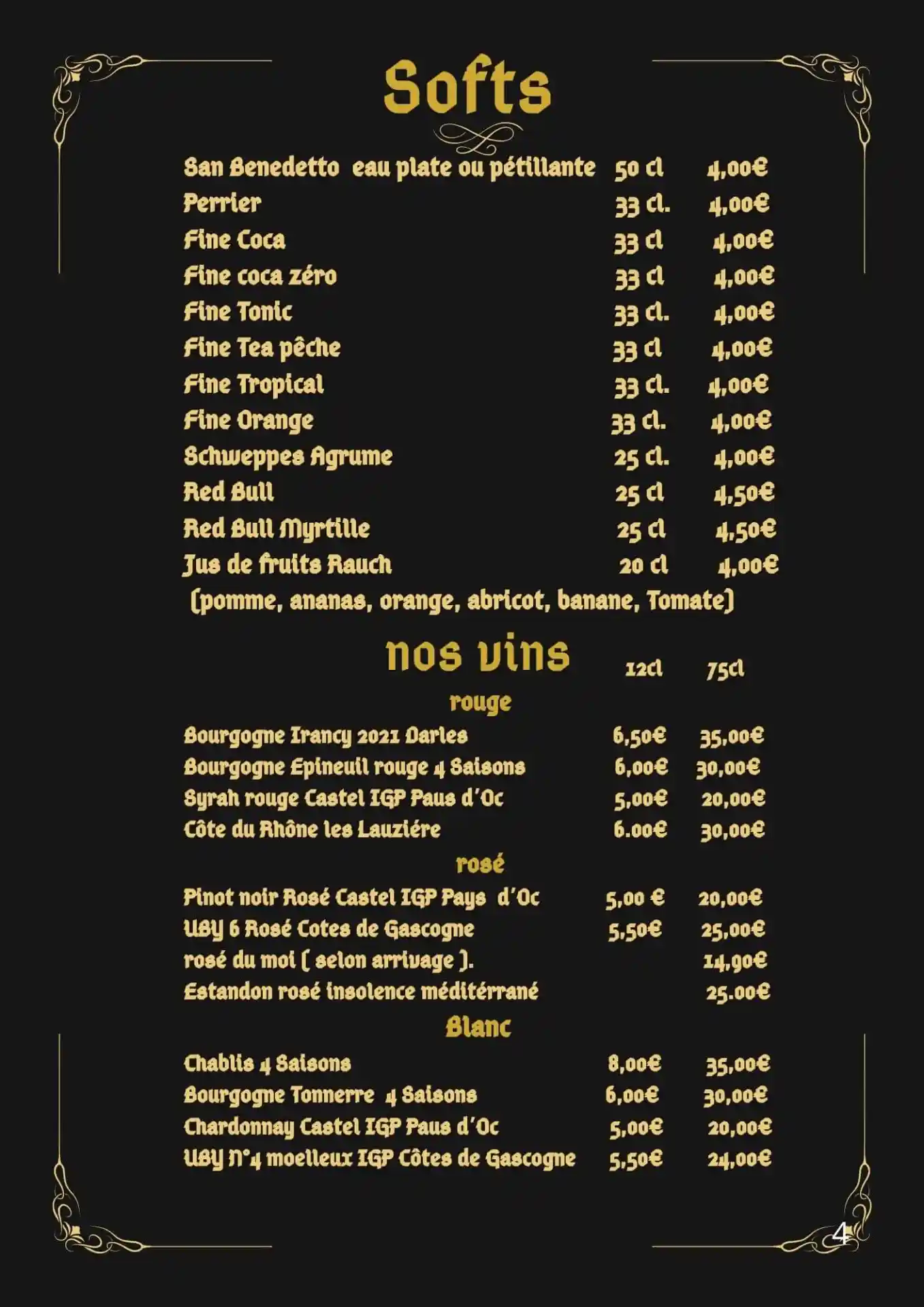 boissons softs restaurant obaron troyes