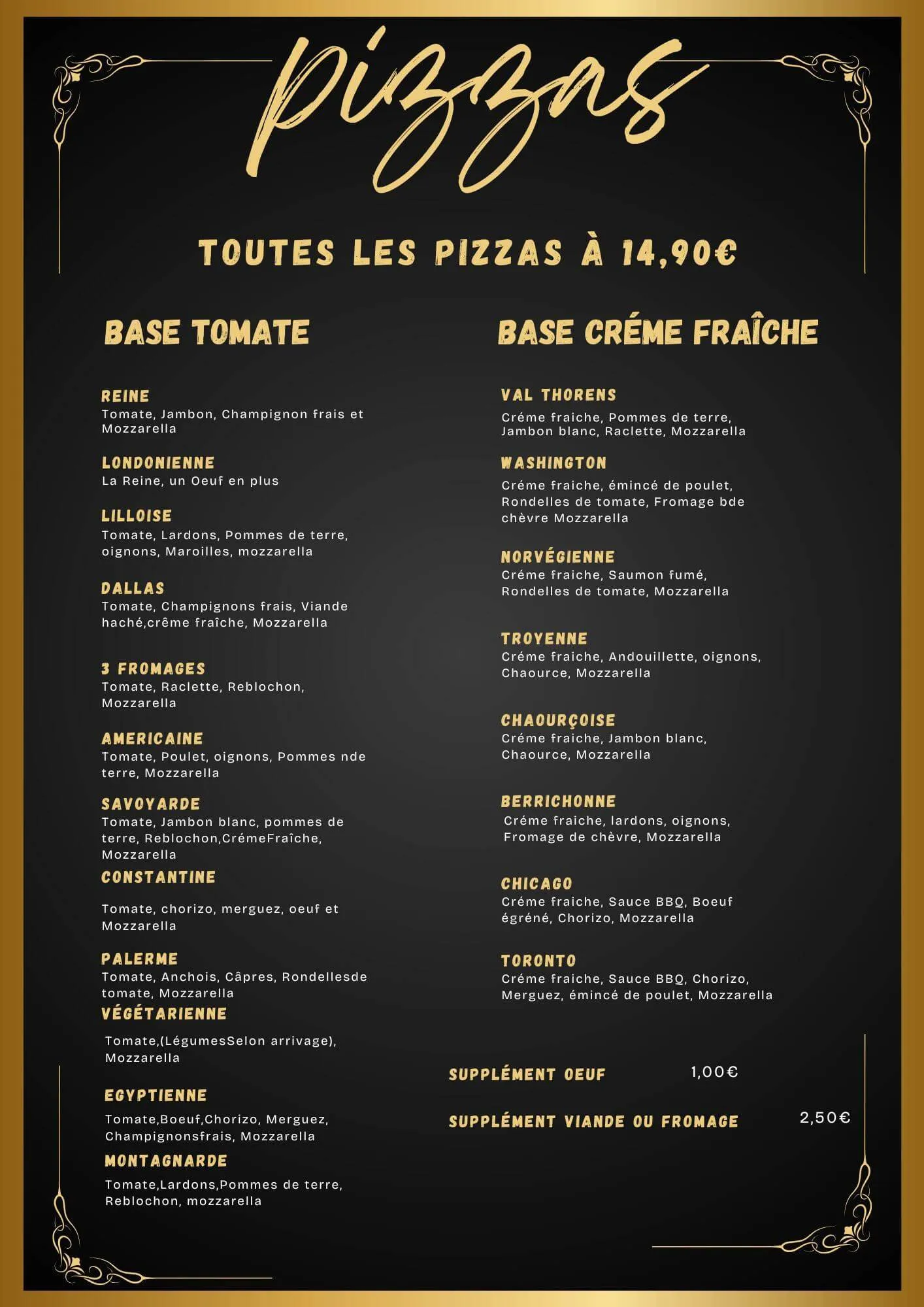 sélection de pizzas à emporter disponibles à Troyes