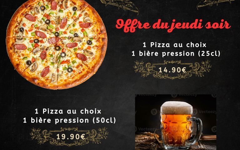 offre pizza du jeudi soir restaurant d'ambiance o'baron à la chapelle saint luc près de Troyes